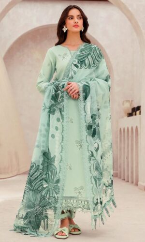 Mint Serenity 3PC Embroidered Suit by Liyana – Premium Mint Green Embroidered Women’s Suit