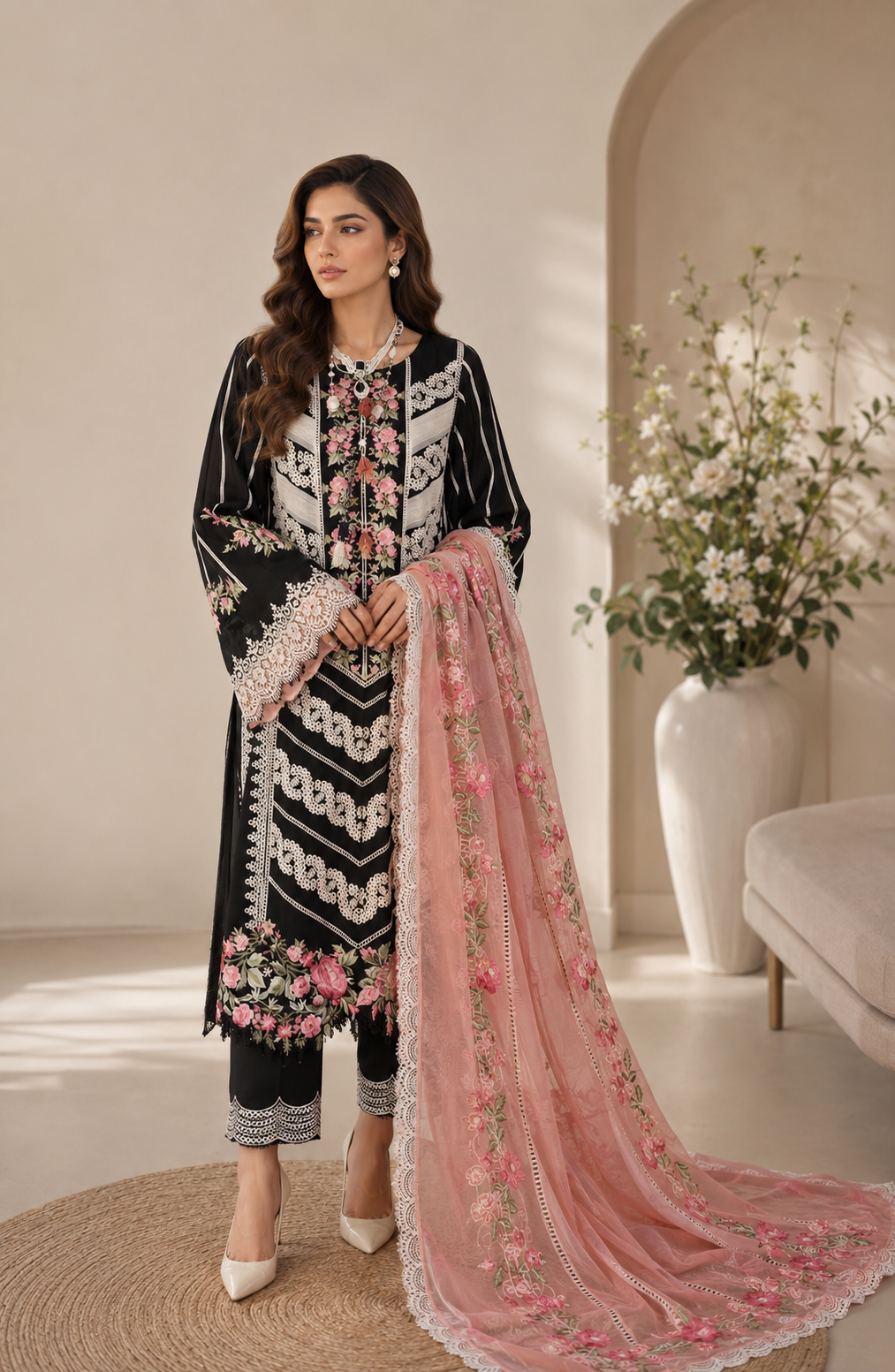 IMG_5753 Midnight Blossom 3PC Embroidered Suit by Liyana – Black Embroidered Women’s Suit