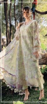 Butterfly Bloom Lemon Yellow Lawn Suit by Liyana – 3PC Embroidered Lawn Suit