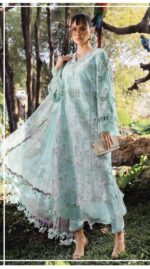 Butterfly Bloom 3PC Embroidered Lawn Suit by Liyana – Mint Green Embroidered Lawn Suit