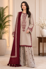 Desert Elegance Lawn Suit by Liyana – Premium 3PC Embroidered Lawn Suit with Digital Printed Dupatta
