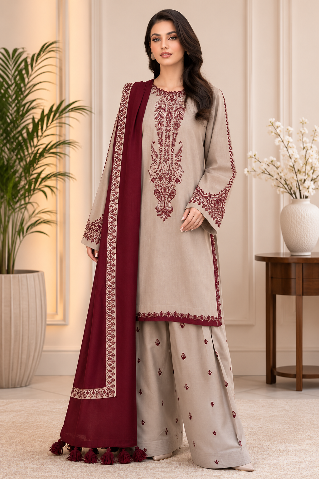 IMG_6768 Desert Elegance Lawn Suit by Liyana – Premium 3PC Embroidered Lawn Suit with Digital Printed Dupatta