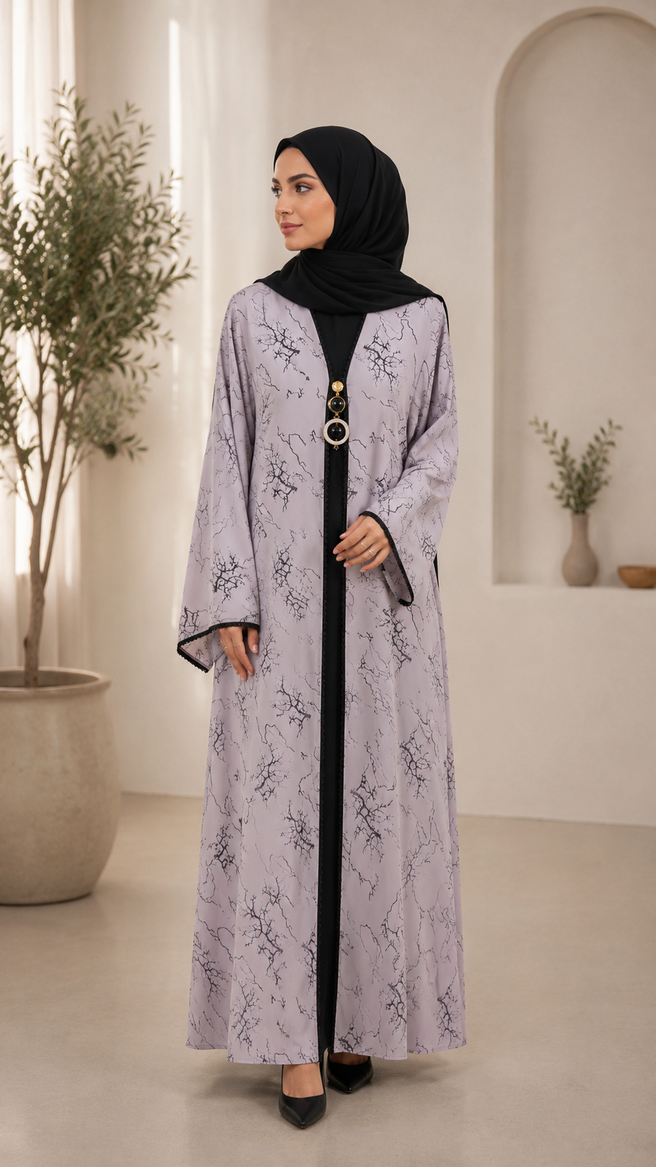 IMG_6637 Midnight Veil Abaya by Liyana – Premium Nida Fabric Black Abaya